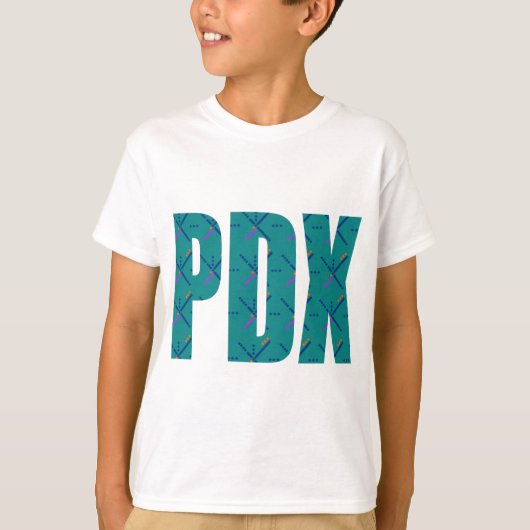 PDXポートランド空港カーペットの文字 Tシャツ (正面)