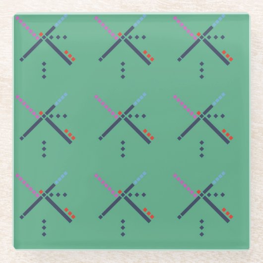 PDX空港カーペット|評価された敷物 ガラスコースター (正面)
