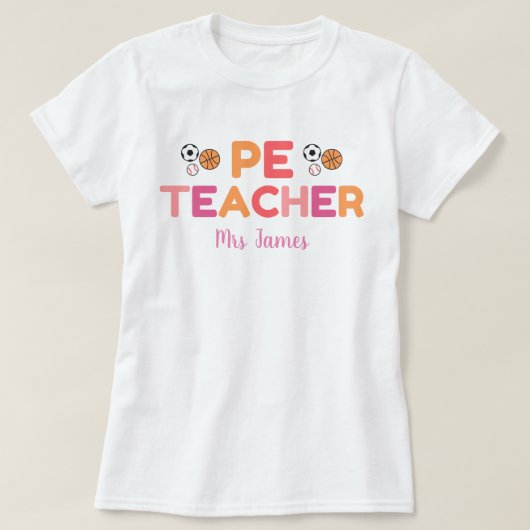 PEパーソナライズされた先生Tシャツ、体育 Tシャツ (デザイン正面)