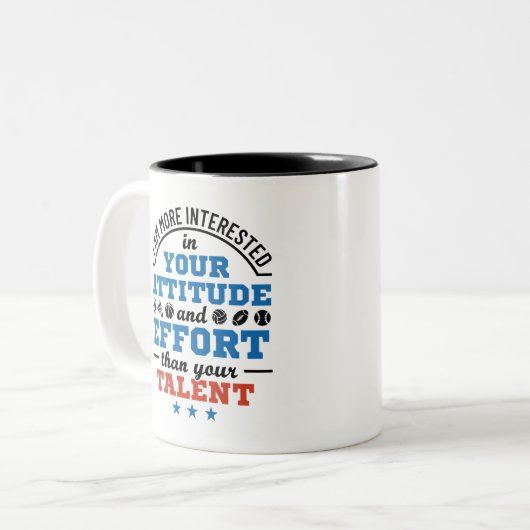 PE先生体育コーチの姿勢 ツートーンマグカップ (正面左)