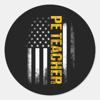 Pe Physical Education Teacher Flag Gifts Men Women ラウンドシール