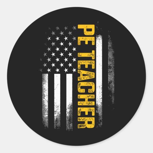 Pe Physical Education Teacher Flag Gifts Men Women ラウンドシール (正面)