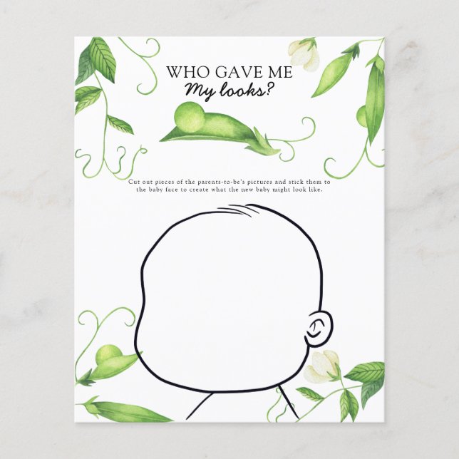 Pea baby shower – 誰が私与えのルックスのゲーム (正面)