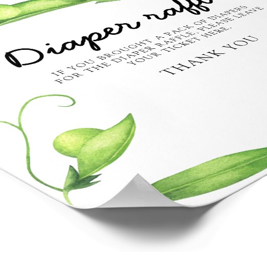 Pea baby shower - diaper raffle ポスター (角)