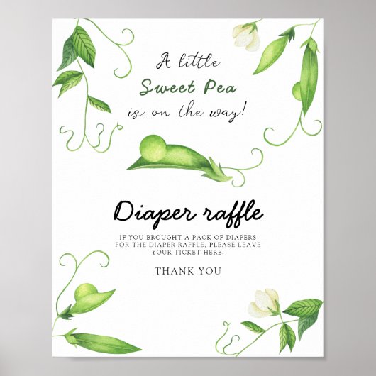 Pea baby shower - diaper raffle ポスター (正面)