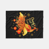 Pea Mahjong Cheers Bird Bam Chinese Mah Jong Game  フリースブランケット (正面(横))