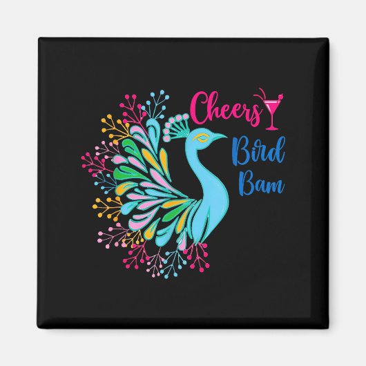 Pea Mahjong Cheers Bird Bam Chinese Mah Jong Wine  マグネット (正面)