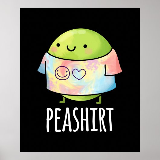 Pea Shirt Veggie Pea TシャツプンダークBG ポスター (正面)