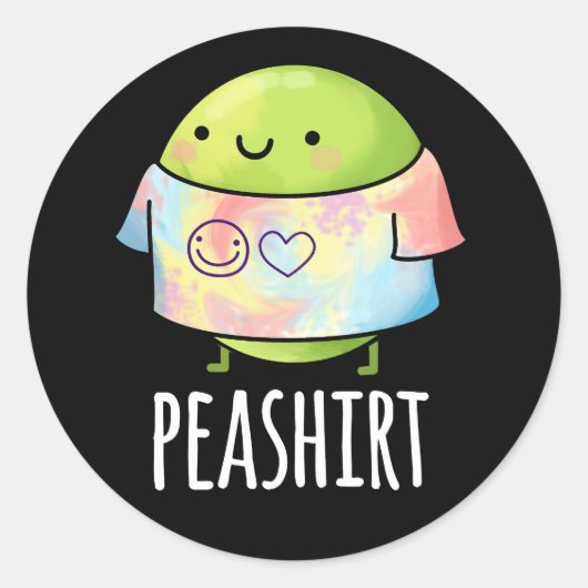 Pea Shirt Veggie Pea TシャツプンダークBG ラウンドシール (正面)