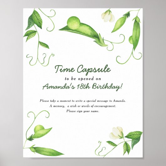 Pea Time Capsule 1st birthday gender neutral ポスター (正面)