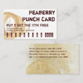 Peaberryのコーヒー飲み物のパンチカード ロイヤリティカード (正面/裏面)