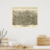 Peabody, MAパノラママップ – 1877 ポスター (キッチン)