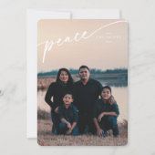'Peace'エレガントホワイトタイポグラフィ文字 シーズンカード (正面)