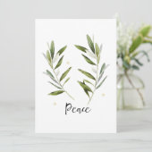 PEACEオリーブの葉クリスマスホリデーのグリーティングカード サンキューカード (スタンド正面)