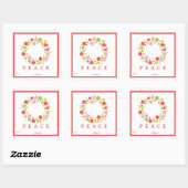 PEACEクリスマスラベル縁ど赤 スクエアシール (シート)