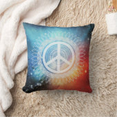 PEACEサインシンボルマンダラデイジー宇宙ヒッピー クッション (ブランケット)