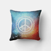 PEACEサインシンボルマンダラデイジー宇宙ヒッピー クッション (裏面)