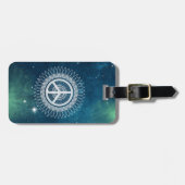 PEACEサインシンボルマンダラ宇宙レースのようヒッピー宇宙 ラゲッジタグ (正面横)