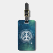 PEACEサインシンボルマンダラ宇宙レースのようヒッピー宇宙 ラゲッジタグ (正面縦)