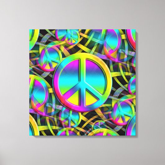 PEACEシカラフルームレスパターン+アイディア キャンバスプリント (正面)