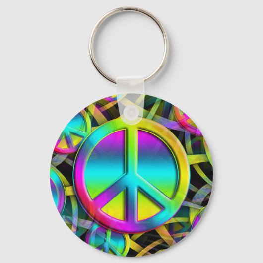 PEACEシカラフルームレスパターン+アイディア キーホルダー (正面)