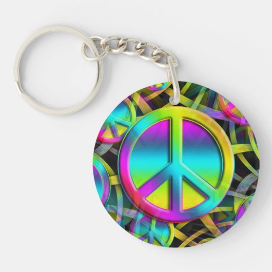 PEACEシカラフルームレスパターン+アイディア キーホルダー (正面)
