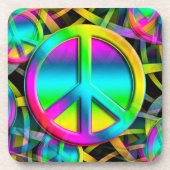 PEACEシカラフルームレスパターン+アイディア コースター (正面)