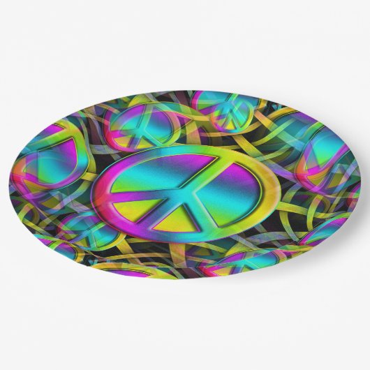 PEACEシカラフルームレスパターン+アイディア ペーパープレート (アングル)