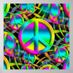 PEACEシカラフルームレスパターン+アイディア ポスター