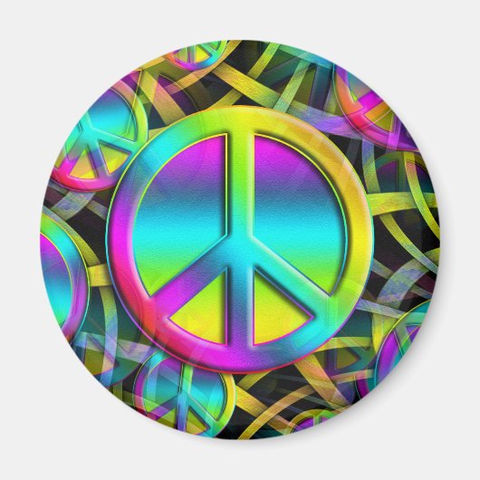 PEACEシカラフルームレスパターン+アイディア マグネット (正面)