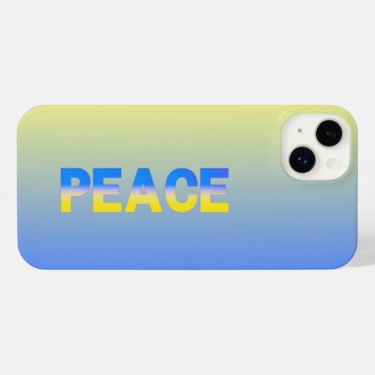 PEACEブルーと黄色のウクライナインスパイアシックモダン。 iPhoneケース (裏面横)