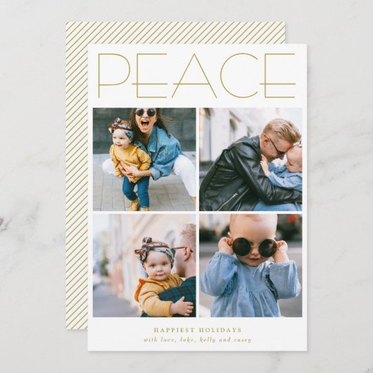 PEACEミニマリスト4フォトコラージュカスタム休日 シーズンカード (正面/裏面)