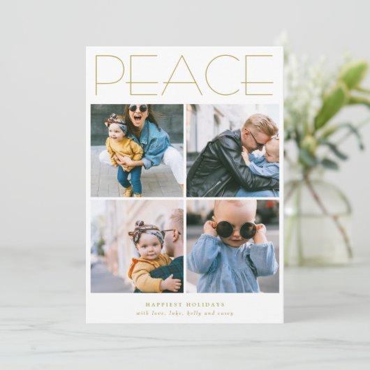 PEACEミニマリスト4フォトコラージュカスタム休日 シーズンカード (スタンド正面)