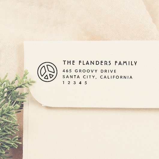 Peaceレトロファミリ名Sans-Serif差出人住所 セルフインキングスタンプ