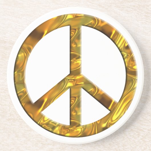 PEACE記号 – 金ゴールド コースター (正面)