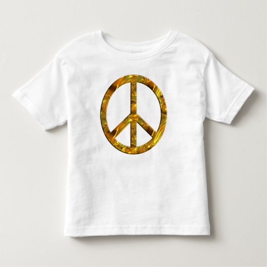 PEACE記号 – 金ゴールド トドラーTシャツ (正面)