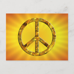 PEACE記号 – 金ゴールド ポストカード