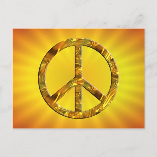 PEACE記号 – 金ゴールド ポストカード (正面)