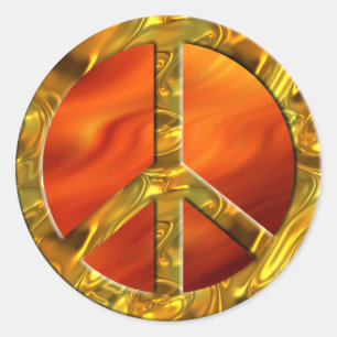 PEACE記号 – 金ゴールド   fire red ラウンドシール