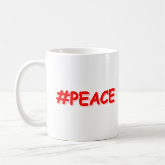 「#PEACE」かわいいデザイン。買今 コーヒーマグカップ (左)