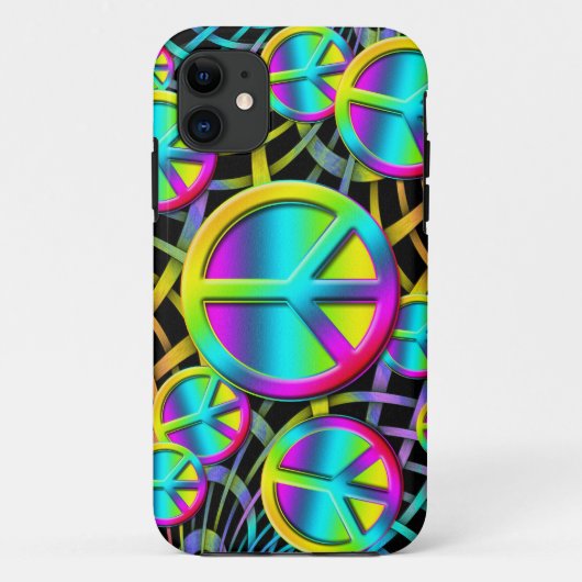 PEACE カラフル – フラワーパワーデザイン Case-Mate iPhoneケース (裏面)