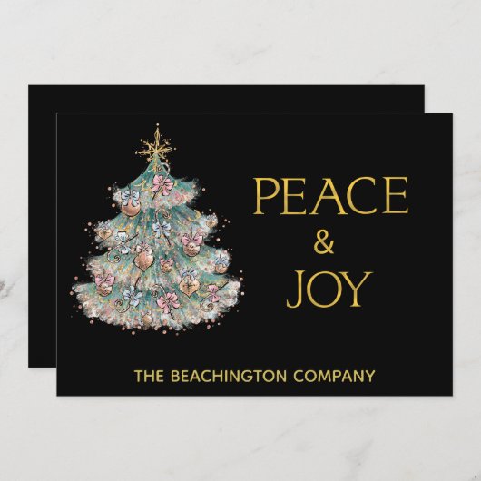 *~* PEACE シンプル JOY企業の Christmas Tree Card (正面/裏面)