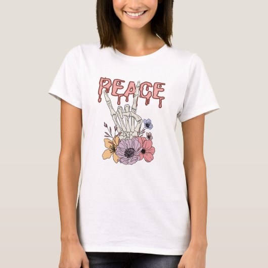Peace – スケルトンハンド tシャツ (正面)