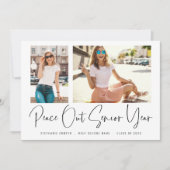 Peace モダン Out 2枚の写真スクリプトの卒業 案内状 (正面)