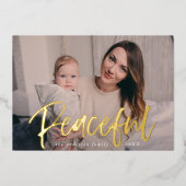 Peace モダン Script Ice Blue写真 箔シーズンカード (正面)