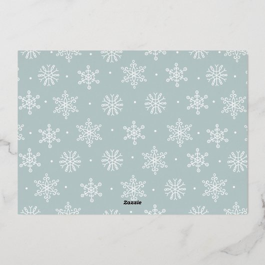 Peace モダン Script Ice Blue写真 箔シーズンカード (裏面)