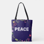 PEACE ロゴ ネイビー トートバッグ (裏面)