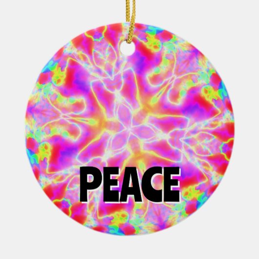 PEACE （単語を変更） セラミックオーナメント (正面)
