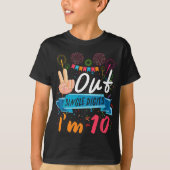 Peace 独身の Out Digits I'm 10誕生日10 Years O Tシャツ (正面)
