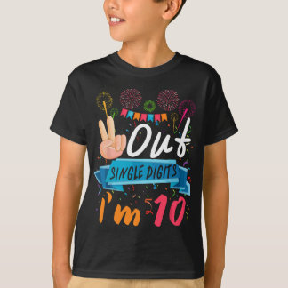 Peace 独身の Out Digits I'm 10誕生日10 Years O Tシャツ